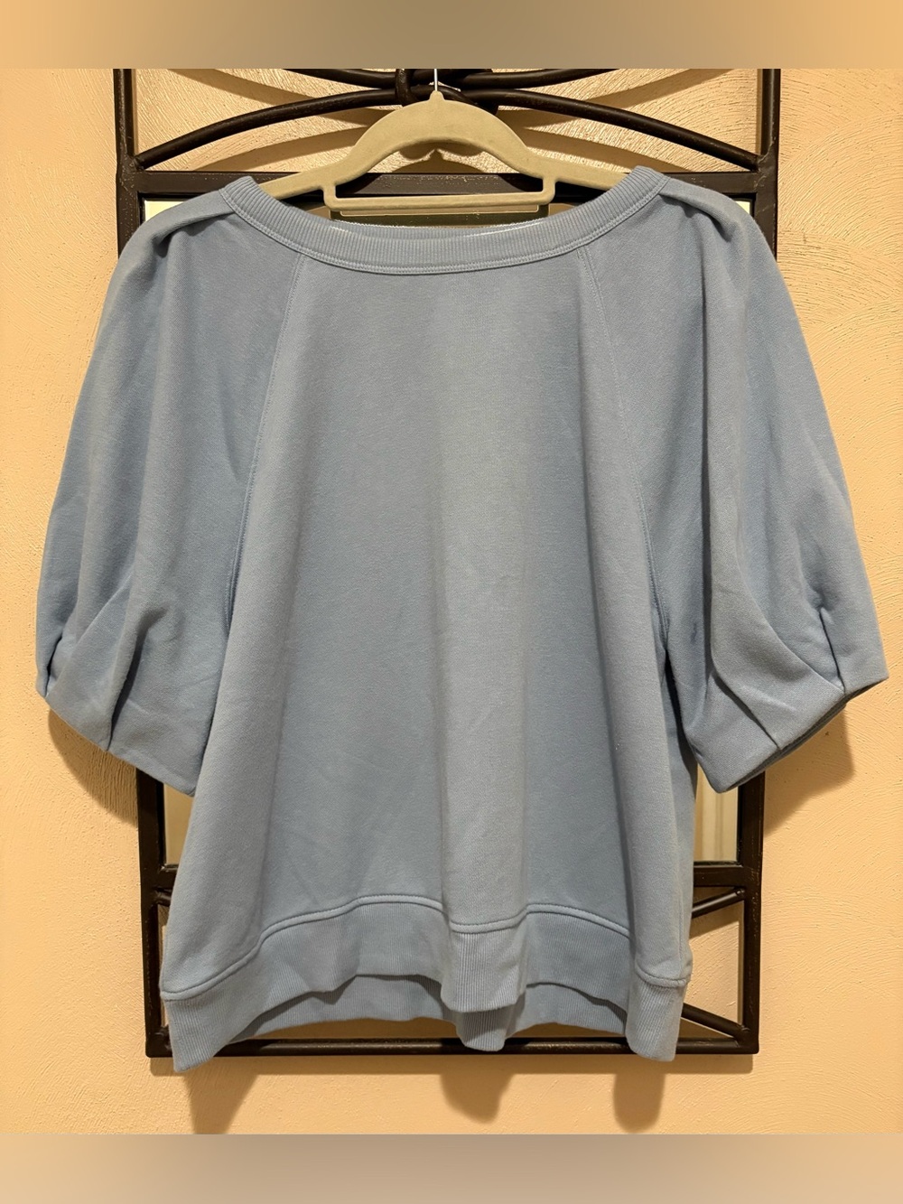 LOFT Light Blue Puff Sleeve Sweatshirt Size M